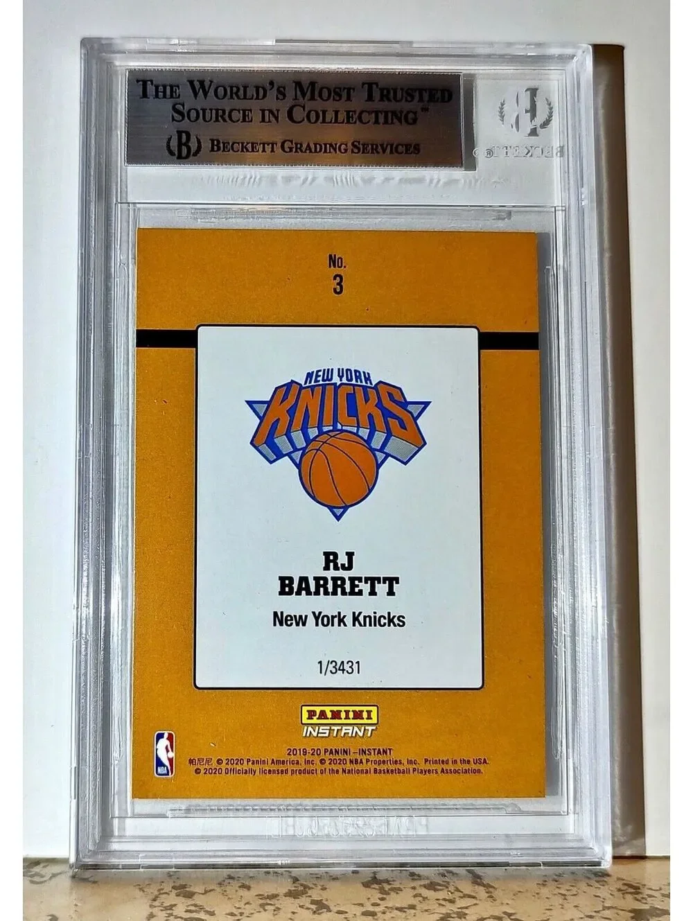 RJ Barrett 2019-20 Panini NBA #3 1989 Rated Rookies 1/3431 BGS 8.5 Knicks
